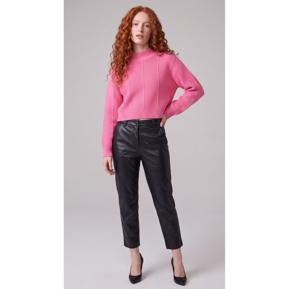Babaton Aritzia Black Vegan Leather High Rise Cropped Trousers 00 Edgy Goth